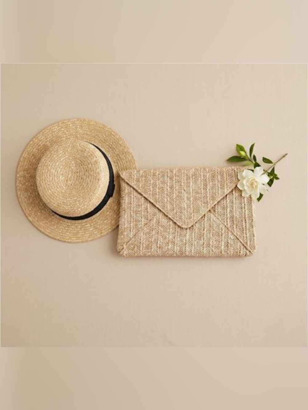 NWT Chic Woven Straw Envelope Clutch, 12"Lx8"H